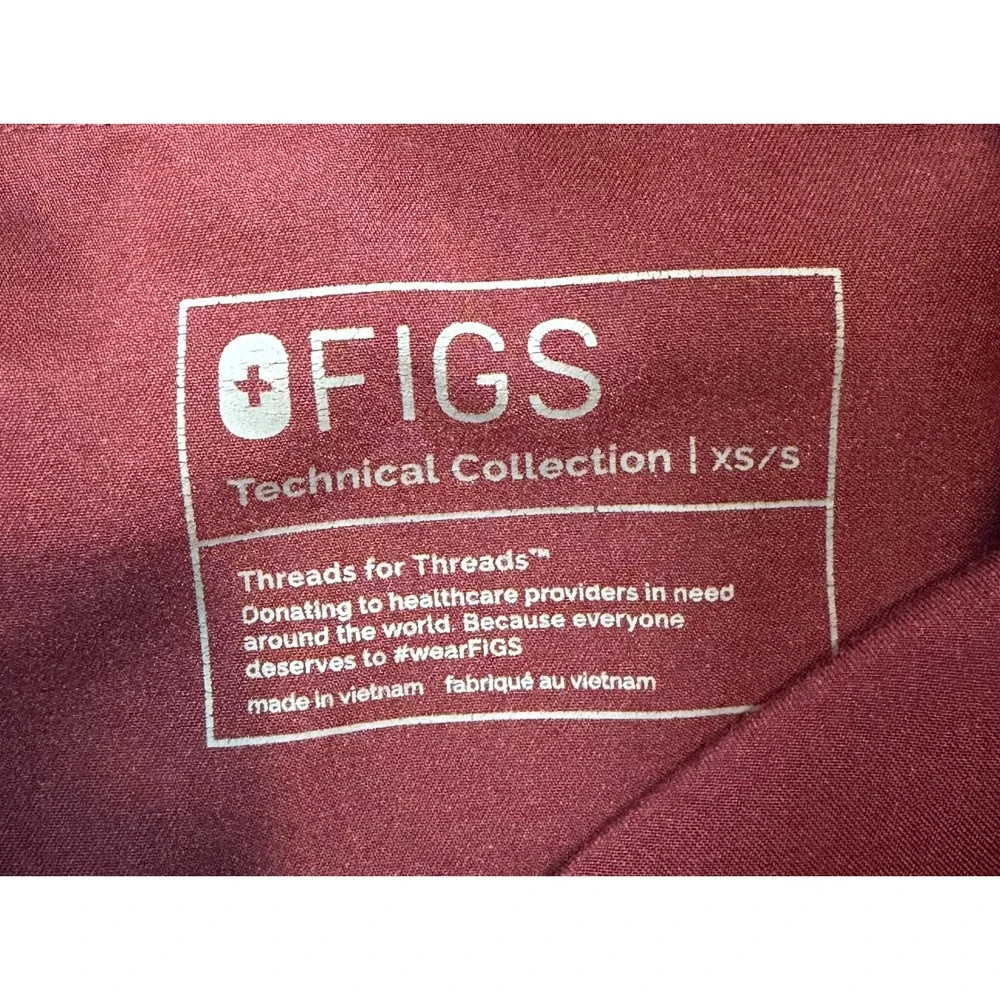 FIGS Mens Scrub Pants Technical Collection Jogger Burgundy XS/S Short
